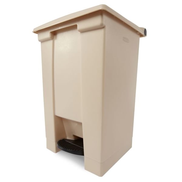 Rubbermaid Commercial 12 gal Rectangular Trash Can, Beige, 16 1/4 in Dia, Step-On, HDPE Base/Polypropylene Lid - FG614400BEIG