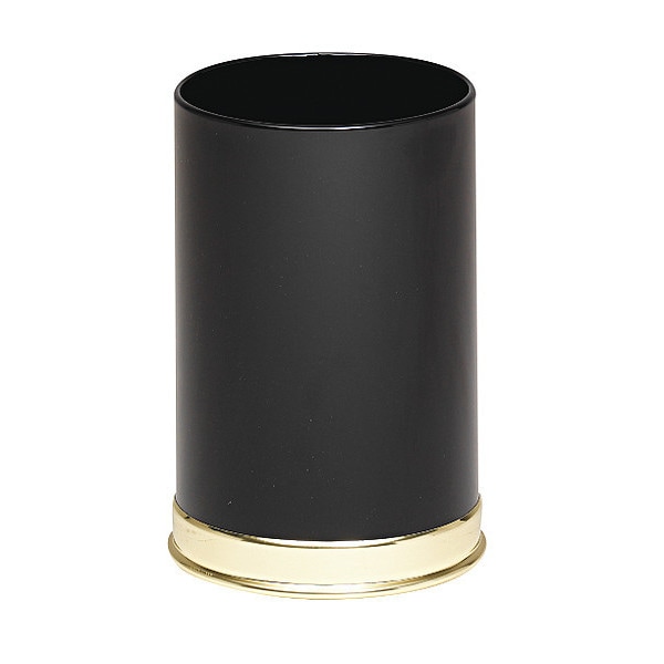 Rubbermaid Commercial 9 gal Half-Round Trash Can, Black, 17 1/2 in Dia, Open Top, Steel/Chrome, Rigid Plastic - FGSO820PLBK