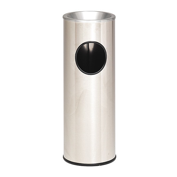 Rubbermaid Commercial 9 gal Half-Round Trash Can, Black, 17 1/2 in Dia, Open Top, Steel/Chrome, Rigid Plastic - FGSO820PLBK