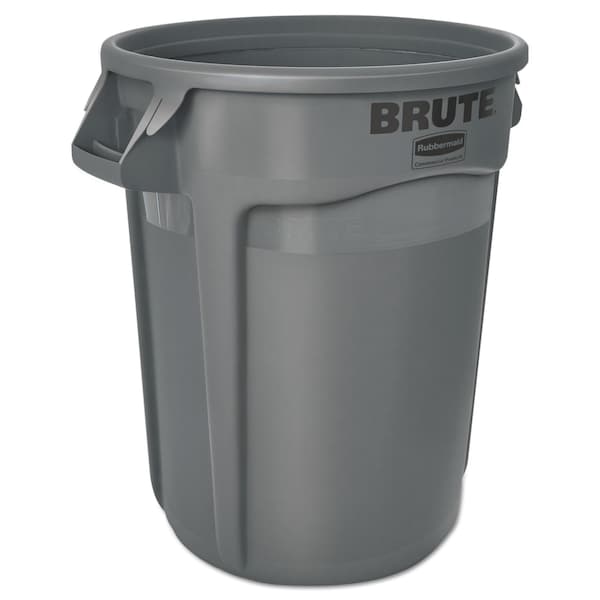 Rubbermaid Commercial 32 gal Round Trash Can, Gray, Open Top, Plastic - FG263200GRAY