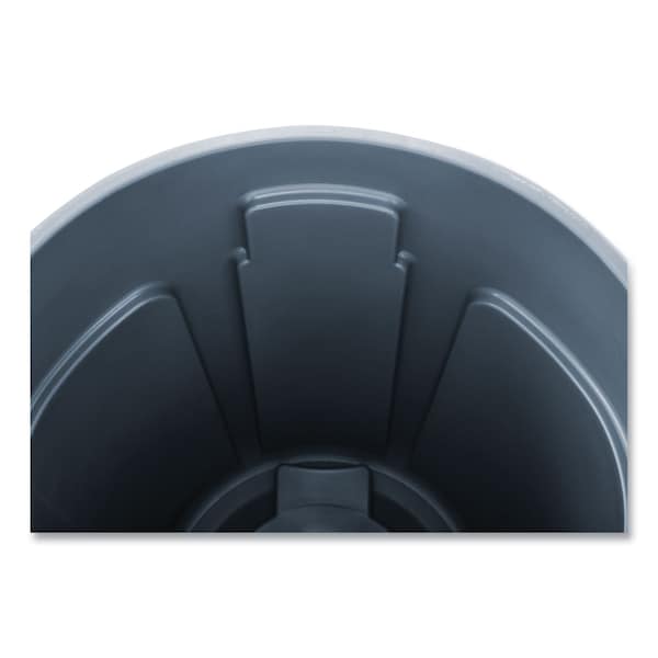 Rubbermaid Commercial 32 gal Round Trash Can, Gray, Open Top, Plastic - FG263200GRAY