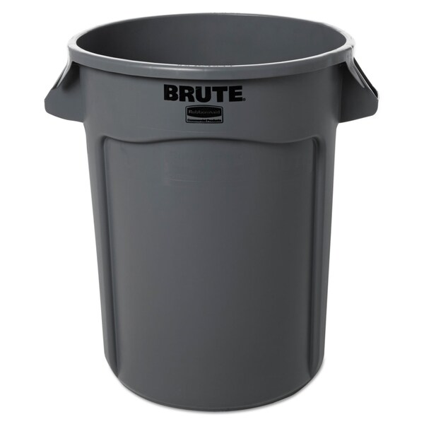 Rubbermaid Commercial 32 gal Round Trash Can, Gray, Open Top, Plastic - FG263200GRAY