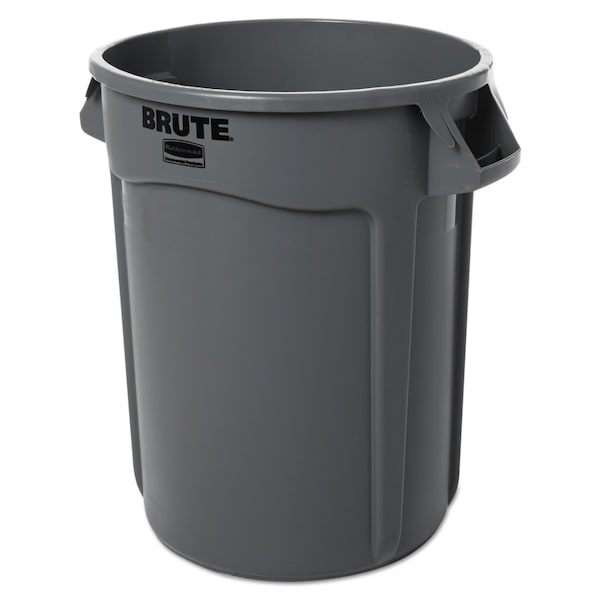 Rubbermaid Commercial 32 gal Round Trash Can, Gray, Open Top, Plastic - FG263200GRAY
