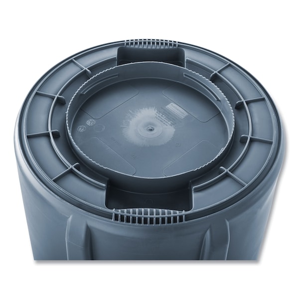 Rubbermaid Commercial 32 gal Round Trash Can, Gray, Open Top, Plastic - FG263200GRAY