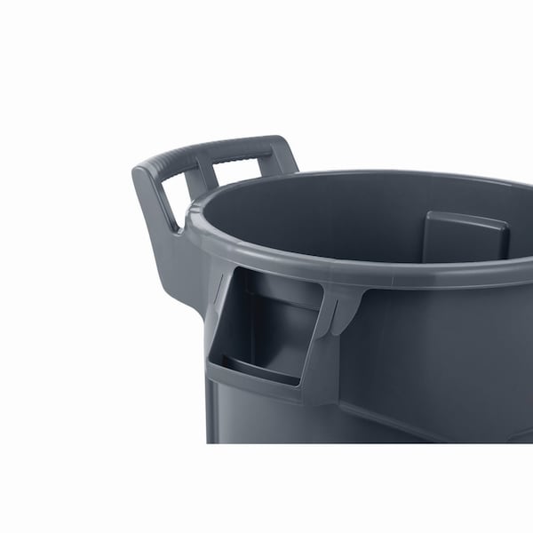 Rubbermaid Commercial 44 gal Round Cylinder Waste Receptacles, Gray, Open Top, Plastic - 2131929