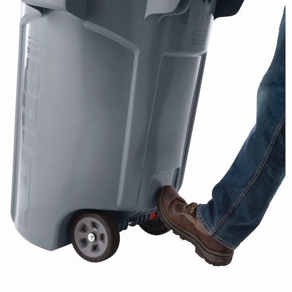 Rubbermaid Commercial 44 gal Round Cylinder Waste Receptacles, Gray, Open Top, Plastic - 2131929