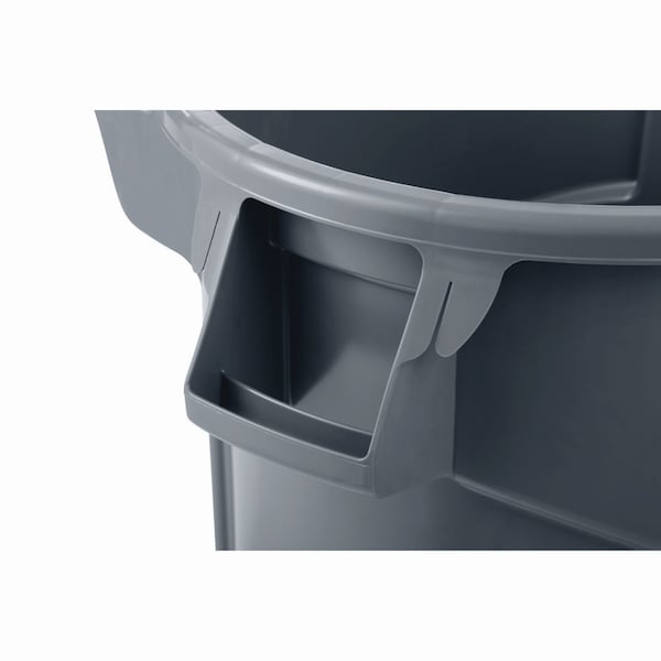 Rubbermaid Commercial 44 gal Round Cylinder Waste Receptacles, Gray, Open Top, Plastic - 2131929