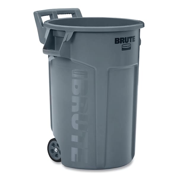 Rubbermaid Commercial 44 gal Round Cylinder Waste Receptacles, Gray, Open Top, Plastic - 2131929
