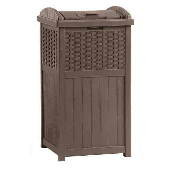 Trash Hideaway 32 gal Square Trash Can, Brown, Lift Up, Durable Resin - GHW1732