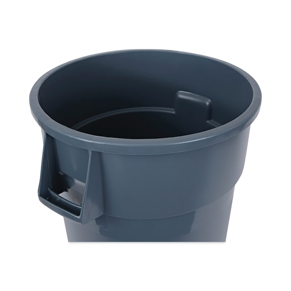 Boardwalk 44 gal Round Cylinder Trash Can, Gray, Open Top, Plastic - 3485199