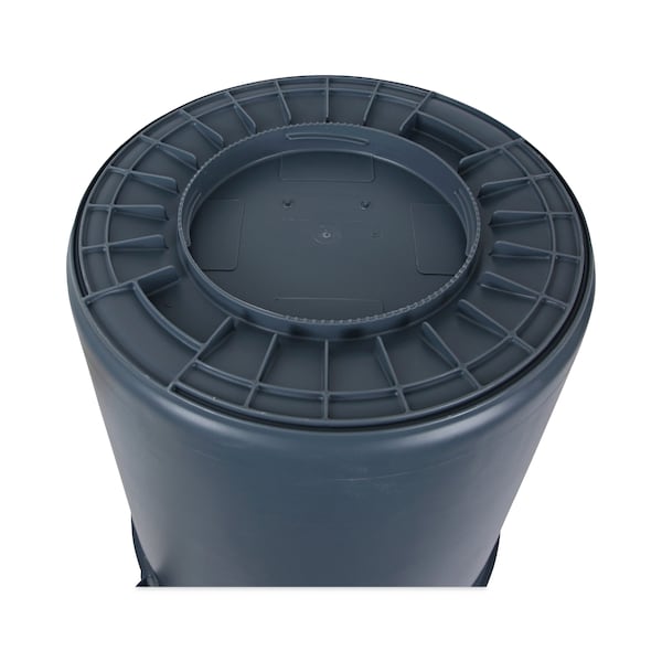 Boardwalk 44 gal Round Cylinder Trash Can, Gray, Open Top, Plastic - 3485199