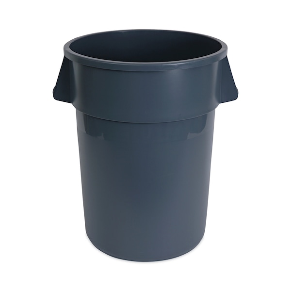 Boardwalk 44 gal Round Cylinder Trash Can, Gray, Open Top, Plastic - 3485199