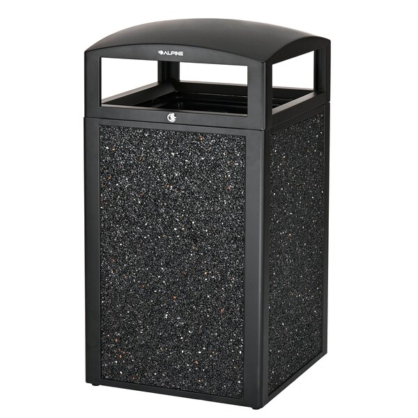 Alpine Industries 40 gal Trash Can, Gray, Rolled Plate/Stone - ALP471-40-GRYS
