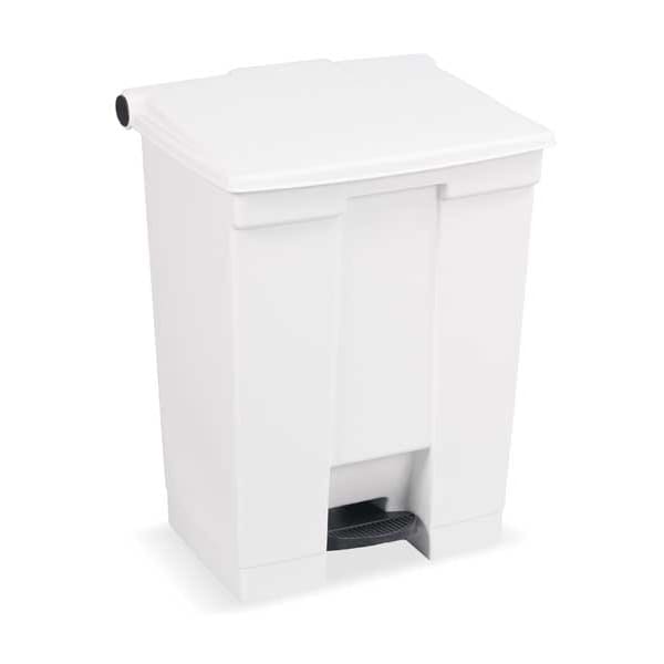 Rubbermaid Commercial 18 gal Rectangular Trash Can, White, 19 3/4 in Dia, Step-On, HDPE - FG614500WHT