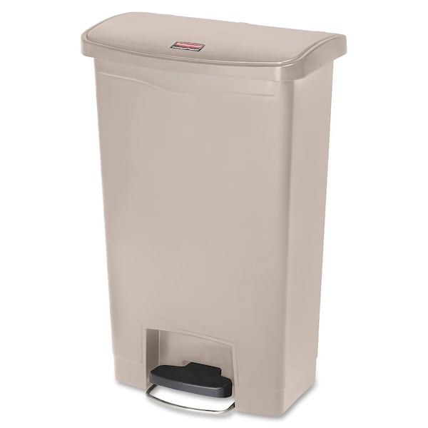 Rubbermaid Commercial 13 gal Rectangular Trash Can, Beige, 17 3/4 in Dia, Step-On, Plastic - 1883458
