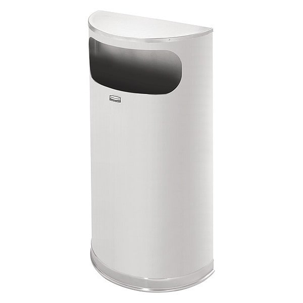 Rubbermaid Commercial 9 gal Half-Round Trash Can, Satin Stainless Steel, 17 1/2 in Dia, Open Top - FGSO8SSSPL