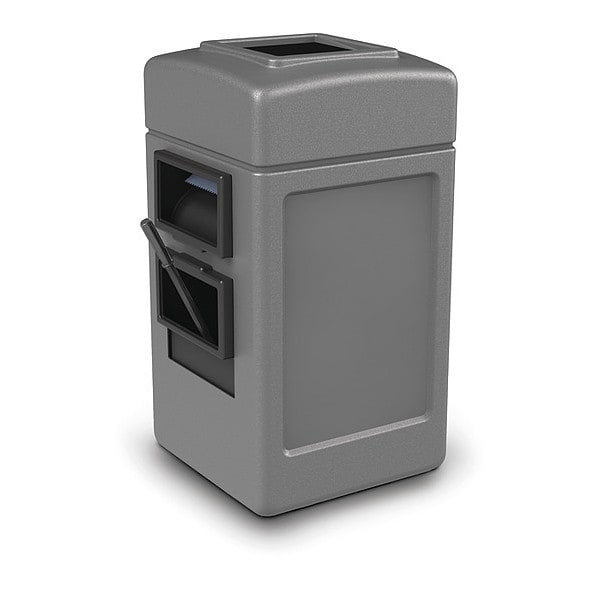 Commercial Zone Products 45 gal Square Trash Can, Gray, 18 1/2 in Dia, Plastic - 755103