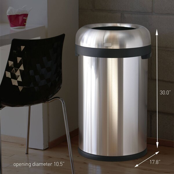 Simplehuman 21 gal Open Can, Brushed, Stainless Steel - CW1469