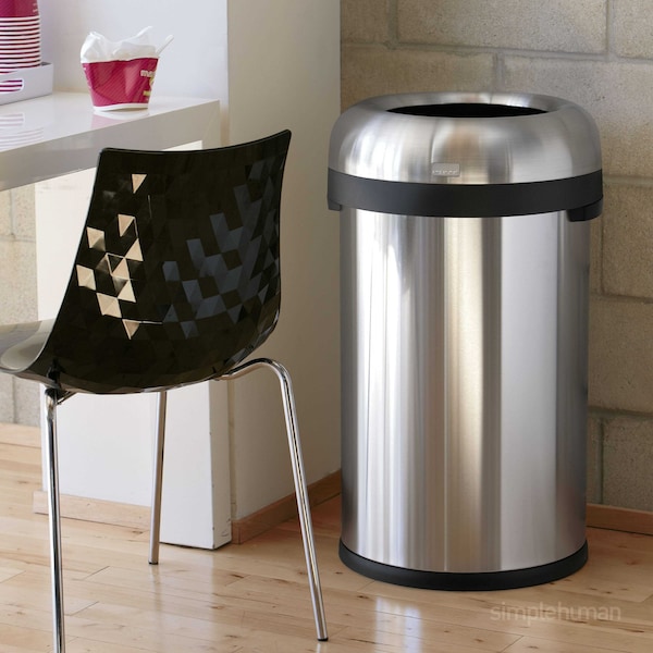 Simplehuman 21 gal Open Can, Brushed, Stainless Steel - CW1469