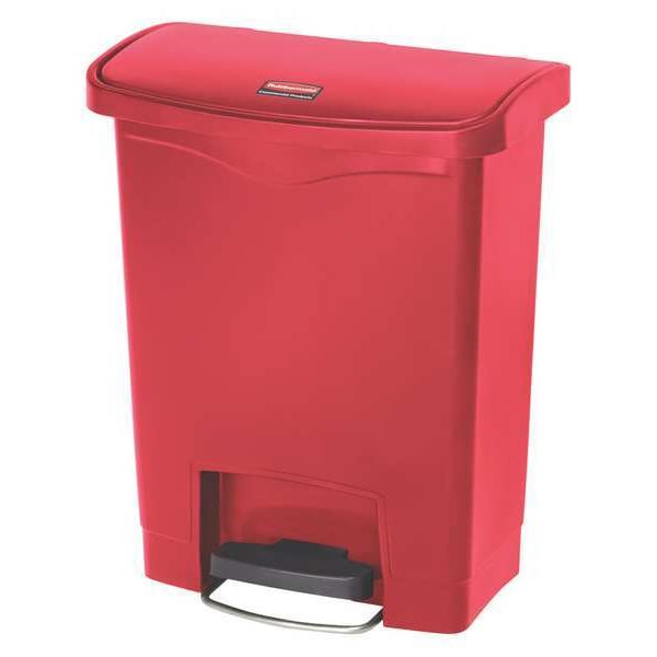 Rubbermaid Commercial 8 gal Rectangular Step Can, Red, 16 1/2 in Dia, Step-On, Plastic - 1883564