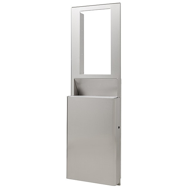 Georgia-Pacific 10 gal Rectangular Trash Can, Silver, 16 3/4 in Dia, Stainless Steel - 59791