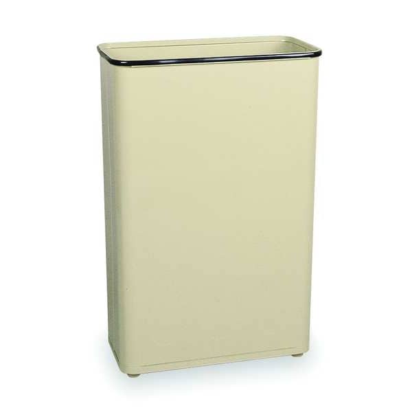 Rubbermaid Commercial 24 gal Rectangular Trash Can, Almond, 21 in Dia, Open Top, Steel - FGWB96RAL
