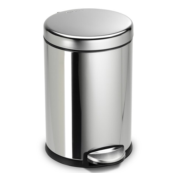Simplehuman 12 gal Round Step Can, Polished, Stainless Steel - CW1851