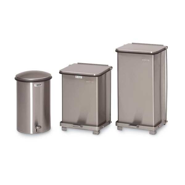 Rubbermaid Commercial 65 gal Square Step Can, Stainless Steel, 14 1/4 in Dia, Step-On, Stainless Steel, Rigid Plastic - FGST12SSPL