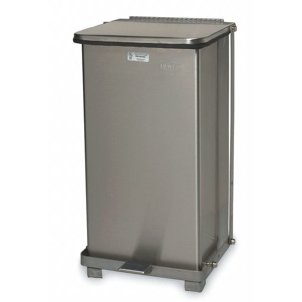 Rubbermaid Commercial 65 gal Square Step Can, Stainless Steel, 14 1/4 in Dia, Step-On, Stainless Steel, Rigid Plastic - FGST12SSPL