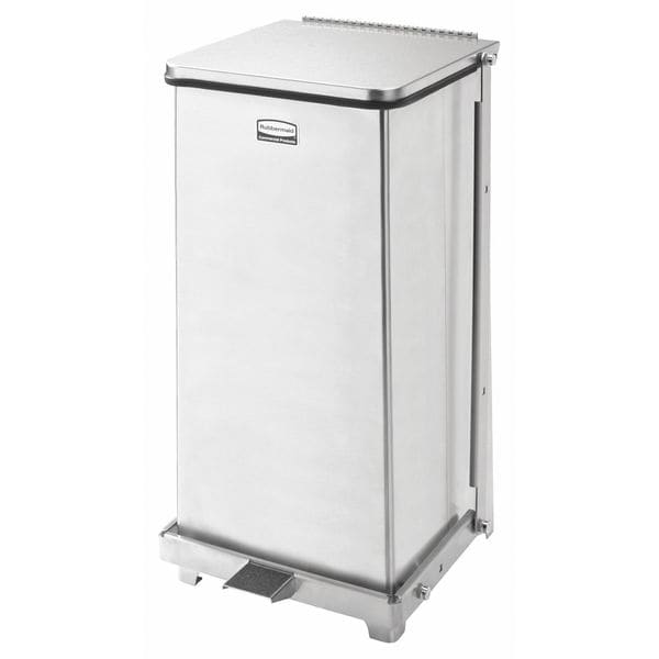 Rubbermaid Commercial 65 gal Square Step Can, Stainless Steel, 14 1/4 in Dia, Step-On, Stainless Steel, Rigid Plastic - FGST12SSPL