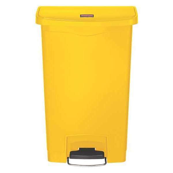 Rubbermaid Commercial 13 gal Rectangular Trash Can, Yellow, 11 1/2 in Dia, Step-On, Plastic - 1883575