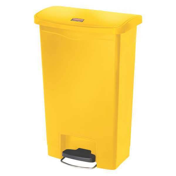 Rubbermaid Commercial 13 gal Rectangular Trash Can, Yellow, 11 1/2 in Dia, Step-On, Plastic - 1883575