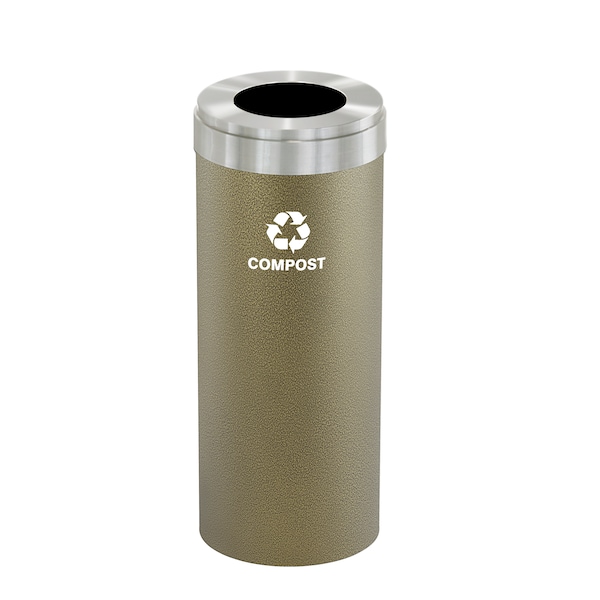 Glaro 12 gal Trash Can, Bronze Vein/Satin Aluminum - W-1232BV-SA-W6RL