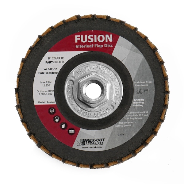 Disco de láminas Fusion de grano grueso interfoliado Rex Cut 5 X 5/8-11 T29 - 894009