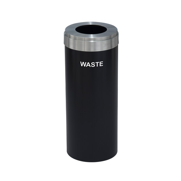 Glaro 15 gal Trash Can, Satin Black/Satin Aluminum - W-1242BK-SA-W4