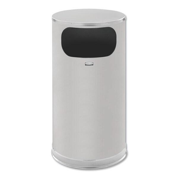 Rubbermaid Commercial 12 gal Round Trash Can, Silver, Open Side, Stainless Steel - FGSO16SSSGL