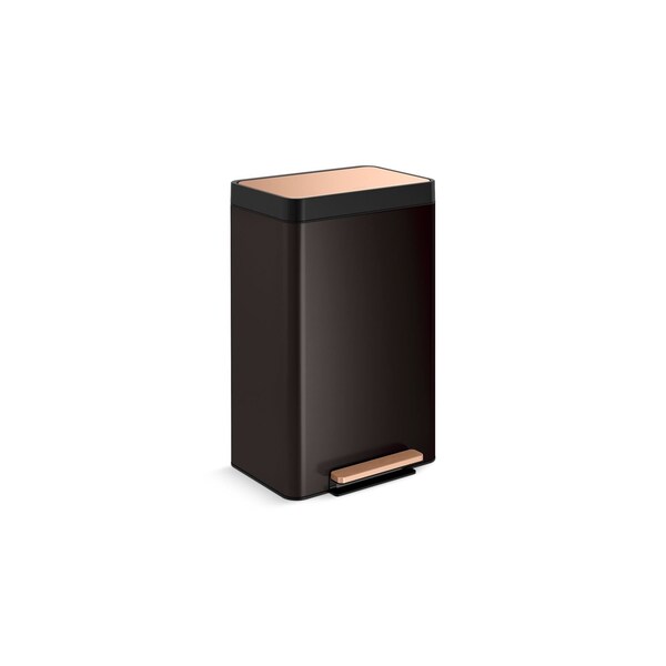 Kohler 13-Gallon Stainless Steel Step Trash Can In Black Stainless & Copper - 20940-BKS