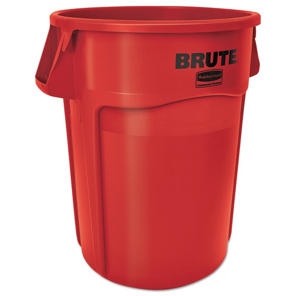 Rubbermaid Commercial 44 qt Round Trash Can, Red, Open Top, Plastic - FG264360RED