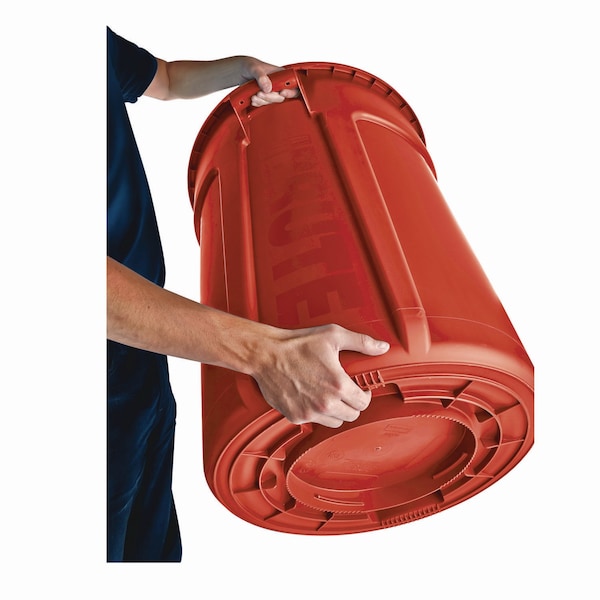 Rubbermaid Commercial 44 qt Round Trash Can, Red, Open Top, Plastic - FG264360RED