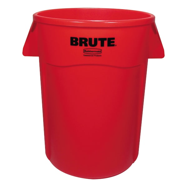 Rubbermaid Commercial 44 qt Round Trash Can, Red, Open Top, Plastic - FG264360RED