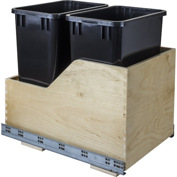 Hardware Resources 35 qt Trash Can, Black, White Birch - CAN-WBMD35B
