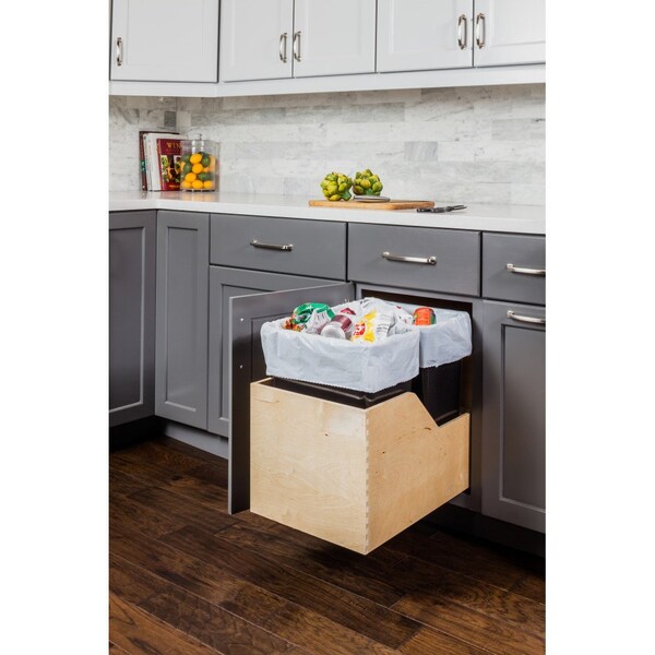 Hardware Resources 35 qt Trash Can, Black, White Birch - CAN-WBMD35B