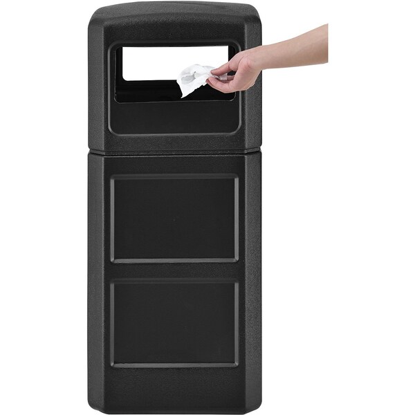 Global Industrial Square Standard Trash Can, Black, Plastic - 641414BK