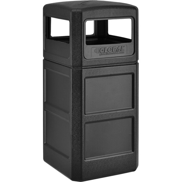 Global Industrial Square Standard Trash Can, Black, Plastic - 641414BK