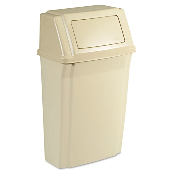 Rubbermaid Commercial 15 gal Rectangular Trash Can, Beige, Side Door, Plastic - FG782200BEIG