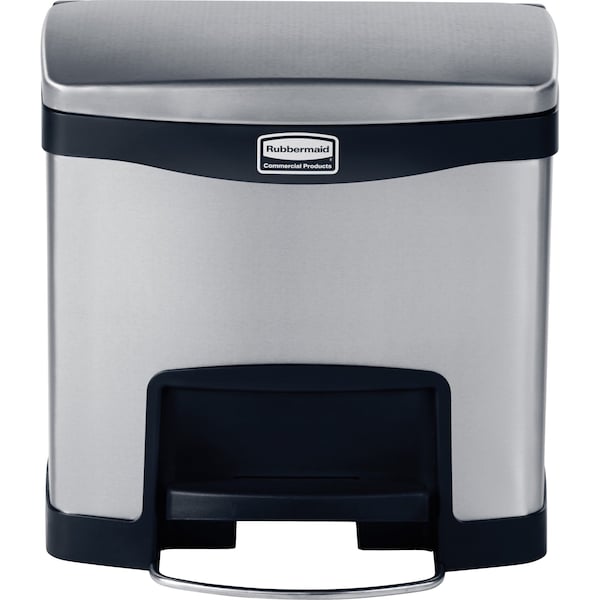 Rubbermaid Commercial 4 gal Rectangular Prism Trash Can, Black, Top Door, Stainless Steel - 1901982