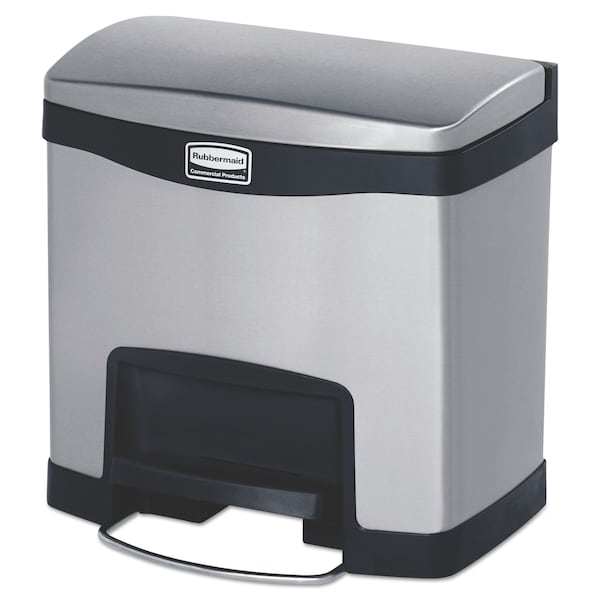 Rubbermaid Commercial 4 gal Rectangular Prism Trash Can, Black, Top Door, Stainless Steel - 1901982