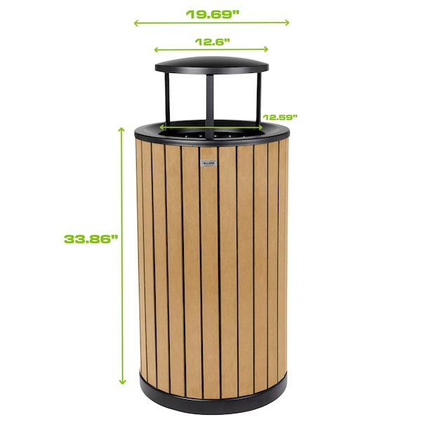 Alpine Industries 32 gal Trash Can, Cedar, Steel + Plastic wood - ALP4400-01-CD-RB