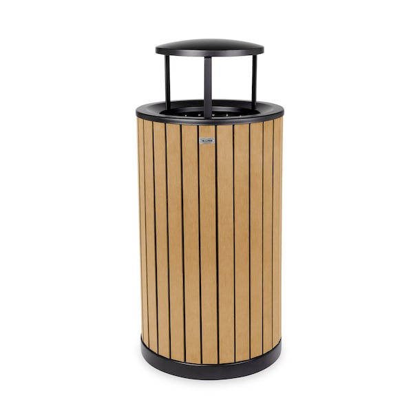 Alpine Industries 32 gal Trash Can, Cedar, Steel + Plastic wood - ALP4400-01-CD-RB