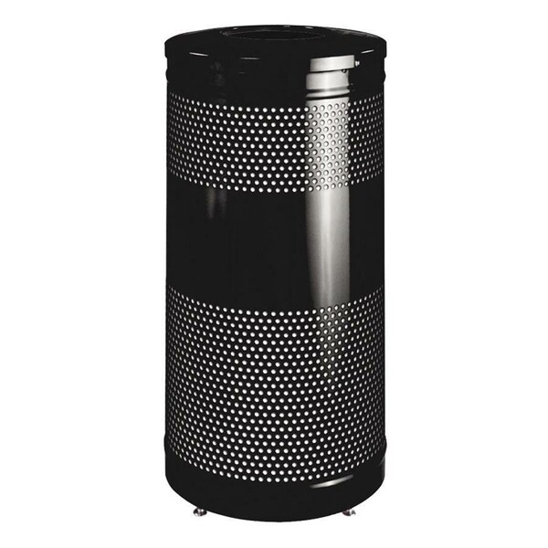 Rubbermaid Commercial 25 gal Heavy-gauge Steel Receptacle, Black, Steel; Plastic - RCPS3ETBKPL